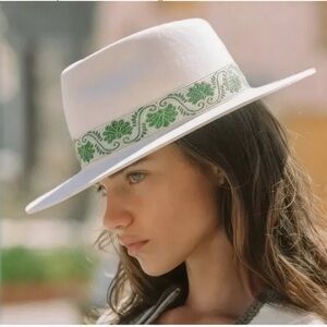 Lack Of Color Ivy Beverly Wool Fedora Hat Green Ribbon NWT